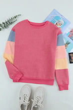 Color Block Round Neck Long Sleeve Sweatshirt Woman Sweatshirts