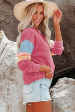 Color Block Round Neck Long Sleeve Sweatshirt Woman Sweatshirts