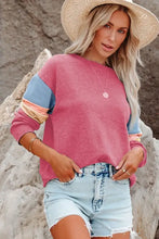 Color Block Round Neck Long Sleeve Sweatshirt Woman Sweatshirts