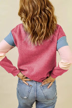 Color Block Round Neck Long Sleeve Sweatshirt Woman Sweatshirts