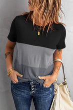 Color Block Side Slit Round Neck T-Shirt Woman T Shirts