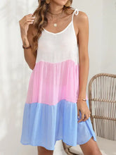 Color block spaghetti strap tiered cami cover-up dress
