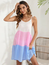 Color Block Spaghetti Strap Cover-Up Dress Swimwear Cover-Ups