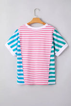 Color Block Striped Batwing Sleeve Cotton T Shirt for Women Woman T Shirts