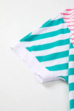 Color Block Striped Batwing Sleeve Cotton T Shirt for Women Woman T Shirts