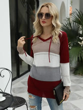 Color Block Striped Hooded Sweater for Women Woman T Shirts