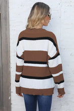 Color Block V-Neck Sweater with Long Sleeves Sweater Pullovers