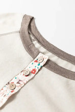 Color Block Tunic with Floral Bell Sleeves Woman T Shirts