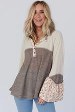 Color Block Tunic with Floral Bell Sleeves