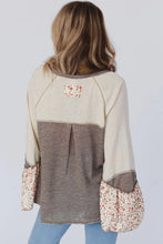 Color Block Tunic with Floral Bell Sleeves