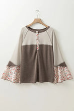 Color Block Tunic with Floral Bell Sleeves