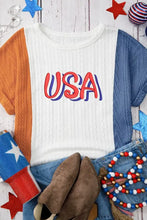 Color Block USA Graphic Tee for Women Woman T Shirts
