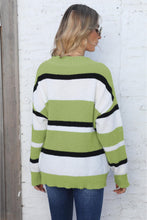 Color Block V-Neck Sweater with Long Sleeves