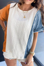 Color Blocked Knit T Shirt for Women White
