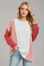 Color Blocked Long Sleeve Knit Top for Women
