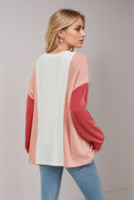 Color Blocked Long Sleeve Knit Top for Women