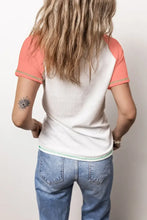 Color Blocked Ribbed Knit Raglan Top for Women Woman T Shirts