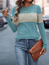 Color Blocked Ribbed Knit Sweater for Women