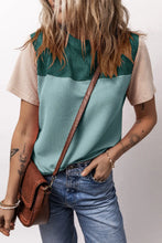 Color Blocked Ribbed Knit Top for Women Sage