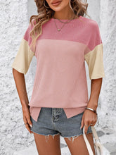 Color Blocked Ribbed Knit Top for Women