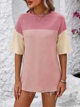 Color Blocked Ribbed Knit Top for Women