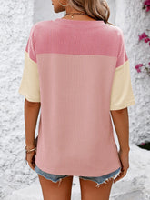 Color Blocked Ribbed Knit Top for Women