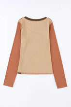 Zara color blocked ribbed long sleeve top with exposed seam