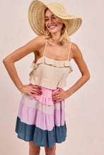 BiBi Color Blocked Tiered Dress Casual Dresses