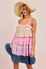BiBi Color Blocked Tiered Dress Casual Dresses
