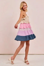 BiBi Color Blocked Tiered Dress Casual Dresses