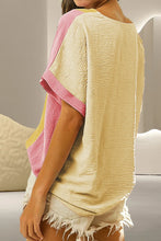 Color Blocked V Neck Polyester Blouse for Women