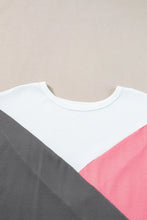 Color Blocked Waffle Knit Short Sleeve T Shirt for Women