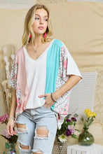 Colorblock Casual Knit Tunic Top with Floral and Animal Print