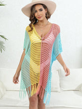 Colorful Crochet Fringe Cover-Up Swimwear