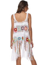 Colorful Crocheted Fringe Vest Cover-Up for Beachwear