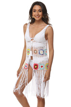 Colorful Crocheted Fringe Vest Cover-Up for Beachwear