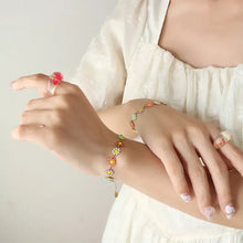 Titanium Steel Oil Drip Flower Bracelet Gold One Size Bracelets