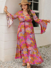 Colorful Floral Print Viscose Maxi Dress Orange-Red