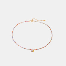 Colorful glass stone beaded choker necklace with 14k gold-plated stainless steel chain
