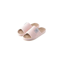 Light pink open toe flats slippers with woven insoles for home comfort