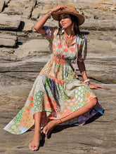 Colorful Patchwork Maxi Dress with Tied and Smocked Details Maxi Dresses