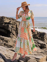 Colorful Patchwork Maxi Dress with Tied and Smocked Details Maxi Dresses