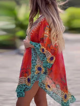 Colorful Patterned Oversized Kaftan Tunic Dress Swimwear Cover-Up