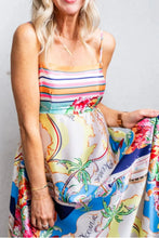 Colorful Patterned Smocked Maxi Sundress with Pockets