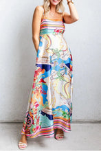 Colorful Patterned Smocked Maxi Sundress with Pockets Multicolor
