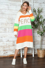 Colorful Striped Peace Sweater Dress for Women