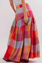 Colorful Plaid Maxi Skirt for Women Polyester Lined Machine Washable Woman Skirts