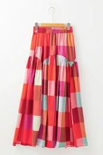 Colorful Plaid Maxi Skirt for Women Polyester Lined Machine Washable Woman Skirts
