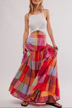 Colorful Plaid Maxi Skirt for Women Polyester Lined Machine Washable Woman Skirts