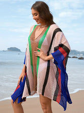Colorful Striped Crochet Mesh Swim Cover-Up